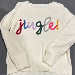 Grace & Lace Cream Sweater with Multicolor 'Jingle' Design